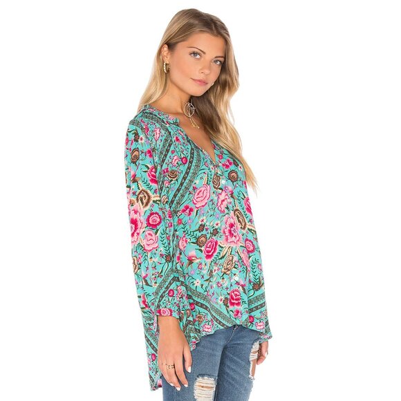 Spell & the Gypsy Collective Designs Babushka Turquoise Blouse XS b90 - Picture 3 of 8